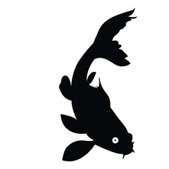 A silhouette of a fish in a simple, minimalist style, capturing its shape and movement. Ideal for aquatic, nature-themed, or decorative designs, as well as icons and illustrations.