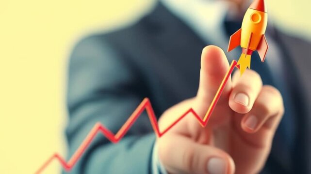 Entrepreneurs are on the cusp of business growth. Planning and launching a corporate startup, the Rocket icon is rapidly accelerating to achieve its growth targets. 4k video