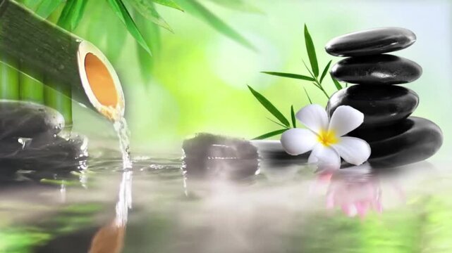 spa stones and flower