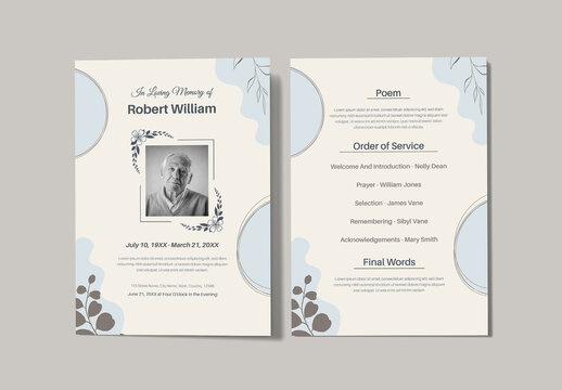 Minimalist Funeral Program Template for Memorial Service