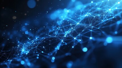 Abstract Blue Network with Glowing Nodes and Lines