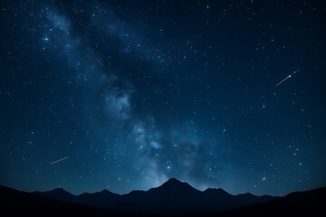 Obraz premium Majestic Milky Way Galaxy Over Silhouetted Mountains at Night