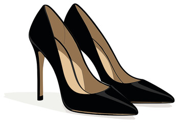 Elegant high heels vector | classic black stilettos art for fashion and design concepts