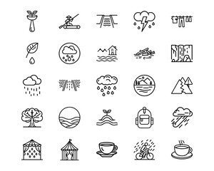Monsoon Line Vector Icons