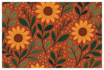 Whimsical floral patterns: sunflower and seed vector design for autumn decor and crafts