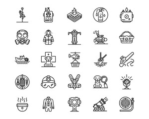 Firefighter Line Vector Icons