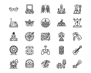 Fototapeta premium Entertainment Line Vector Icons