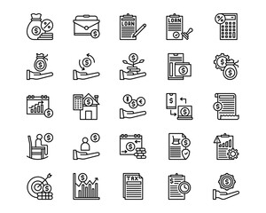 Banking and Finance Line Vector Icons