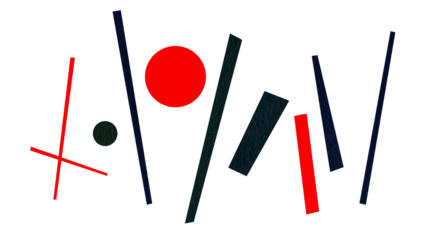 Black and red paper geometric shapes isolated. Abstraction art modern details texture.