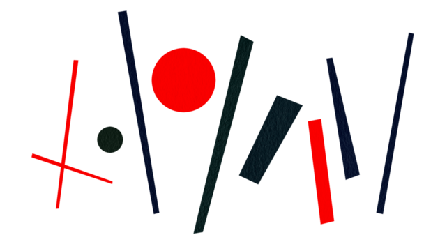 Black and red paper geometric shapes isolated. Abstraction art  modern details texture. 