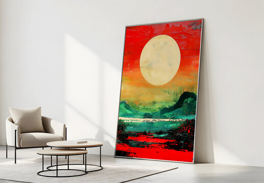 Large Abstract Landscape Artwork Mockup