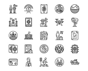 Immigration Line Vector Icons
