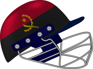 Angola Flag Cricket Helmet Vector Illustration