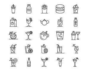 Beverages Line Vector Icons