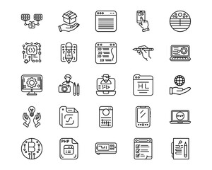 Computer Programming Line Vector Icons