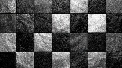 Black and Silver Stone Tiles in Checkered Pattern Background Texture