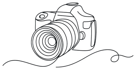 Modern camera line art vector - photography, minimalist graphic for design concepts