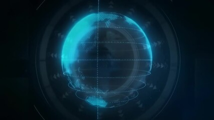 Holographic earth graphic with concentric rings - Powered by Adobe