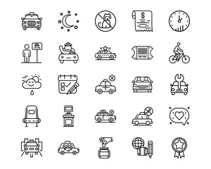 Taxi Service Line Vector Icons
