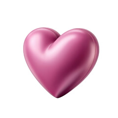 A Glossy Pink Heart Shape Floats Showing Subtle Lighting And Shadow isolated on transparent background. PNG die-cut for advertising
