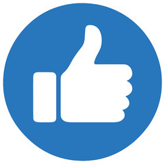Blue thumbs up icon vector | approval, like, positive feedback, social media concept