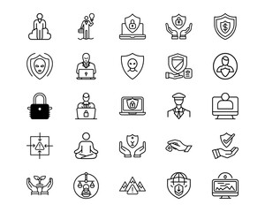 Risk Management Line Vector Icons