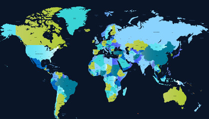 Fototapeta premium World map. Color modern vector map. Silhouette map