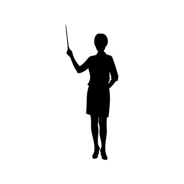 Teacher Silhouette Holding Pointer Educational Concept Illustration