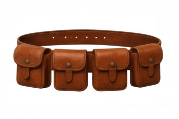 Hunting bandolier with small pockets isolated on transparent background, perfect for storing ammunition or small items