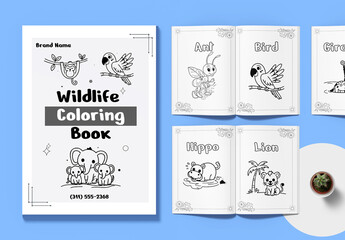 Wildlife Coloring Book Design For Kids