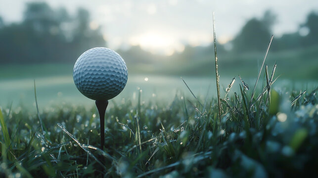 Golf ball on tee ready to play