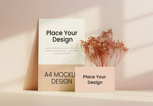 A4 A6 Paper Mockup Set with Sunlight