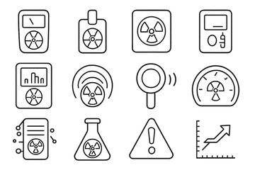 Radiation Measurement Icons. Outline vector icons of radiation measurement tools: Geiger counter, dosimeter