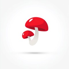 Two cartoon red mushrooms on white background