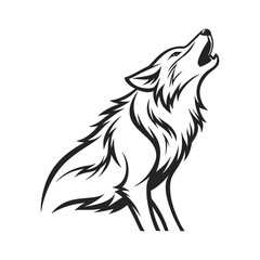 Geometric fox standing on a rock looking up

