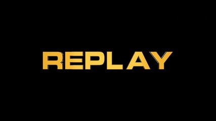 REPLAYの文字が手前から飛び込んでくる,CG,3D,金色,リプレイ,スポーツ,中継,生放送,アルファチャンネル,
REPLAY text flies in from the foreground, CG, 3D, gold, replay, sports, broadcast, live broadcast, alpha channel