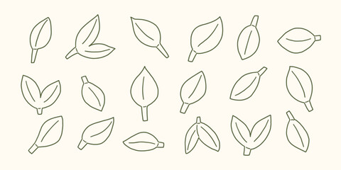 Leaf Nature Line Icon. Organic Plant Floral Logo. Vector Outline Illustration