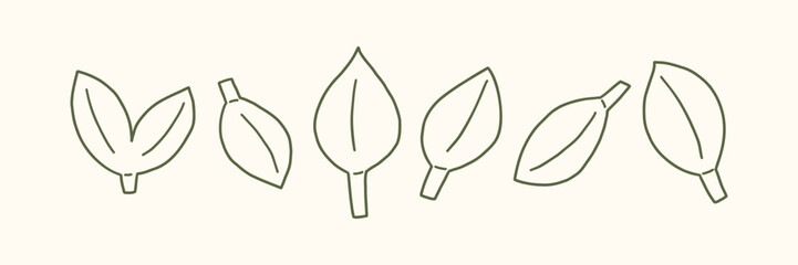 Leaf Nature Line Icon Element. Organic Plant Floral Logo. Vector Outline Illustration