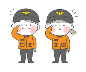 A drawing of firefighter children character who salutes