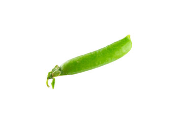 Fresh green pea pods with green peas isolated on white background. Sweet green peas. Green pea beans vegetables. Vegan. healthy vegetable