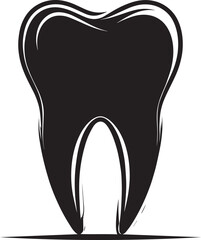 Tooth Silhouette in Black | Dental Care Vector Illustration