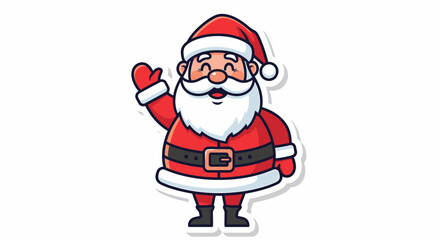 Fototapeta premium Cheerful Cartoon Santa Claus Waving Hand on White Background