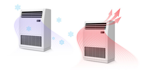 Dual Airflow Floor Conditioner with Hot and Cold Streams.