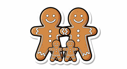 Fototapeta premium Gingerbread Family Illustration with a Father, Mother and Two Children