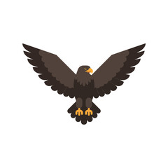 Majestic eagle soaring with wings spread wide powerful bird of prey freedom symbol isolated vector illustration