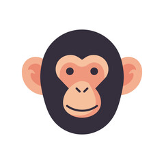 Chimpanzee face vector illustration ape head primate jungle animal wildlife isolated graphic