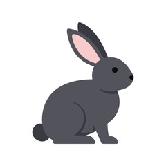 Cute grey rabbit illustration adorable bunny farm animal pet easter icon isolated vector graphic