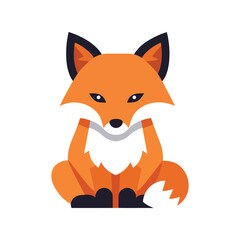 Fototapeta premium Cute sitting fox illustration cartoon animal woodland creature wildlife art adorable design