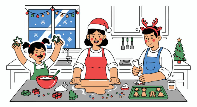 Family Baking Christmas Cookies A Holiday Tradition in the Kitchen