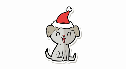 A Cheerful Cartoon Dog Wearing a Santa Hat, Adding a Touch of Holiday Cheer